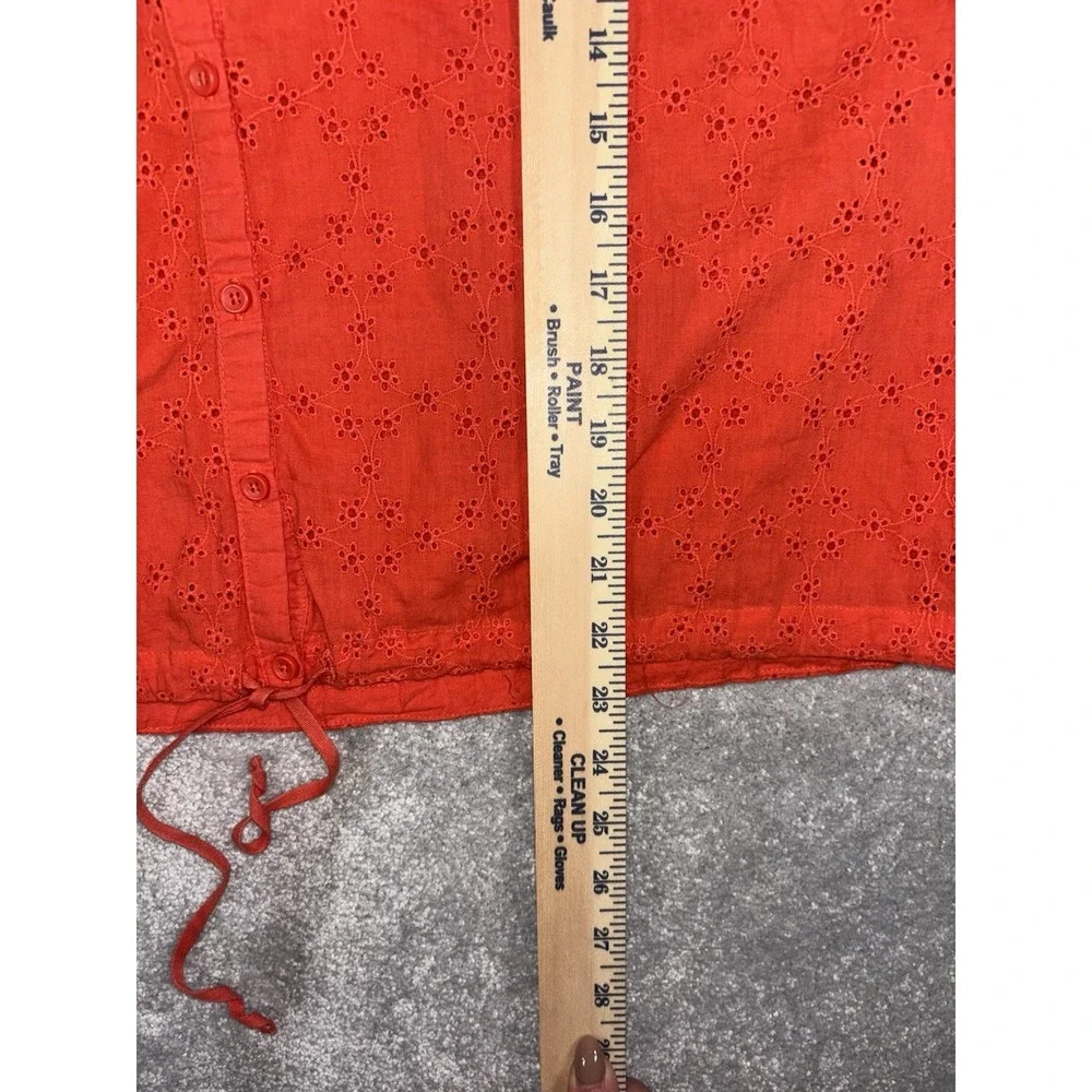 FREE PEOPLE Stars Align Cotton Eyelet Top in Orange Size M *‎